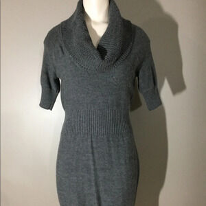 Ann Taylor LOFT Wool Blend Cowl Neck Gray Sweater Dress XS